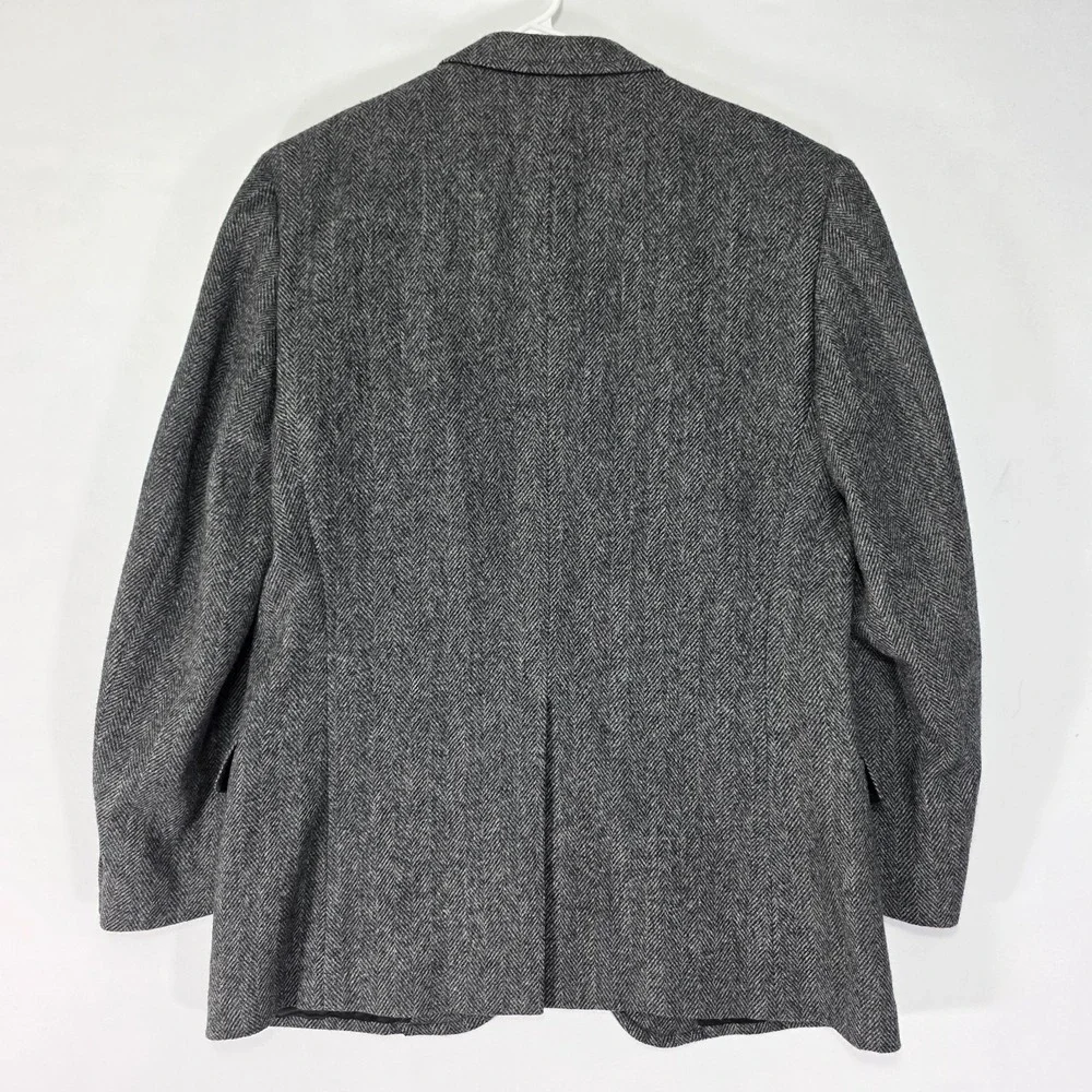 VTG Towncraft Men's Tweed Sport Coat Blazer Two Button Gray Herringbone Wool 42R